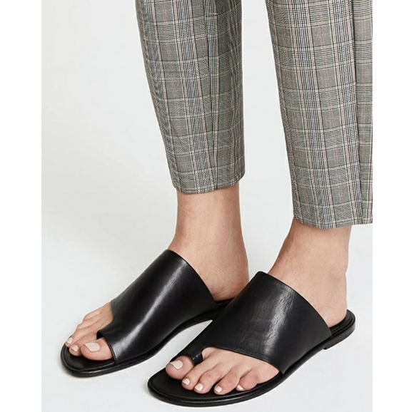 VINCE Black Leather Slides - Picture 5 of 6